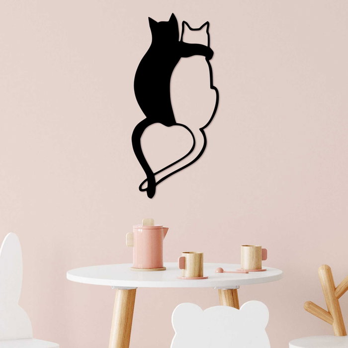 Wallity Love Cats - 478 Escultura de Pared de Metal Negra